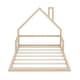 preview thumbnail 9 of 18, Full Size Floor Bed with House Headboard - Sturdy Wood, Easy Assembly, Natural