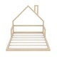 preview thumbnail 19 of 18, Modern & Simple Style Full Size Floor Bed with House-shaped Headboard,Sturdy Wood Construction