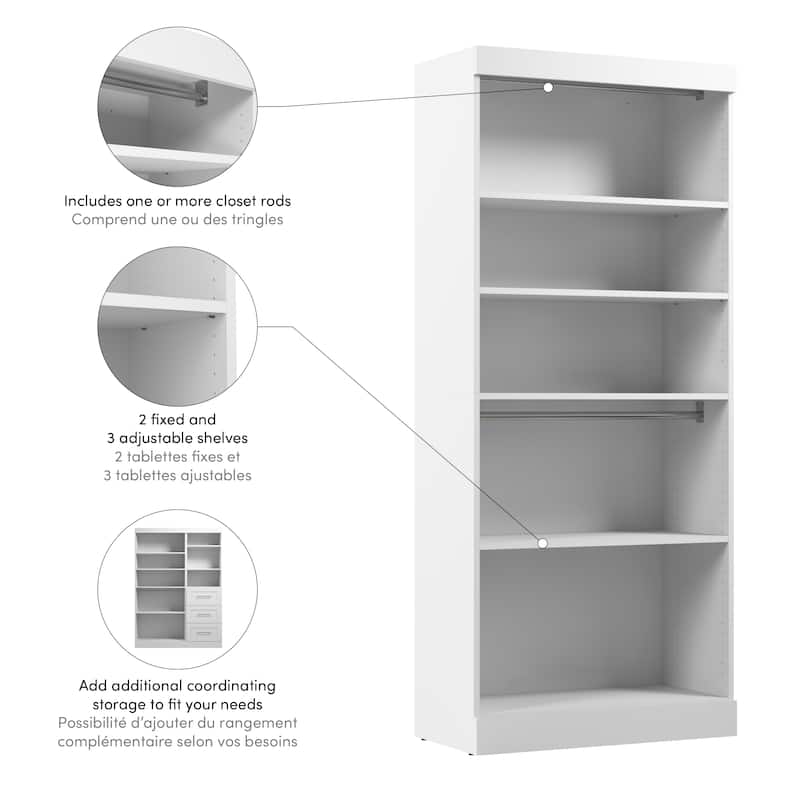 Pur 36W Closet Organizer, Home Organization Wardrobe by Bestar