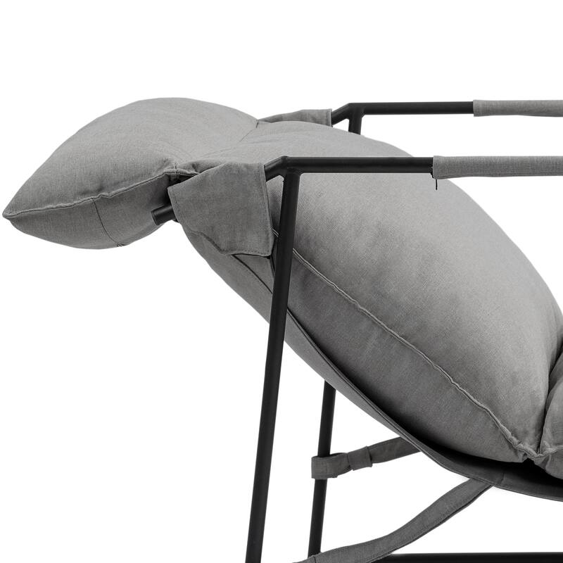 Metal Framed Sling Accent Chair with Bag Cushion