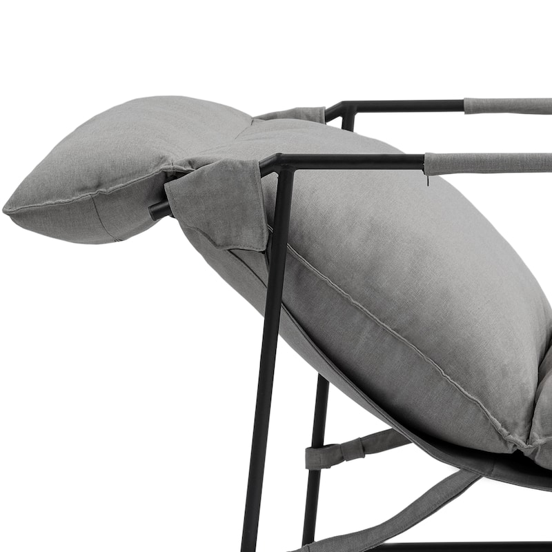 Metal Sling Accent Chair Armchair with Adjustable Headrest