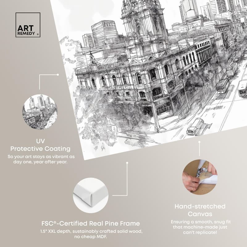 Collins Street Sketch Canvas by Art Remedy, Gallery Wrapped