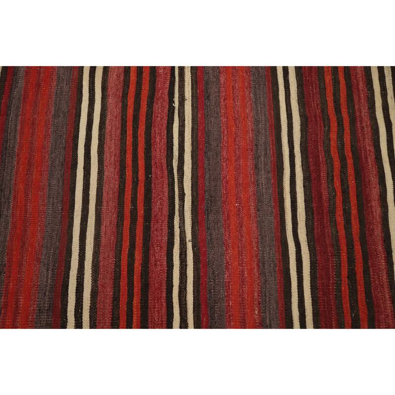 Hand Woven Oriental 100% Wool Carpet Southwestern Tribal Red Kilim Area Rug - 10' 2'' X 4' 10''