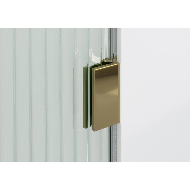 Aurora 58.25 in. x 30 in. Frameless Bath Shower Door - Single Fixed Panel Fluted Frosted Radius Right Hand