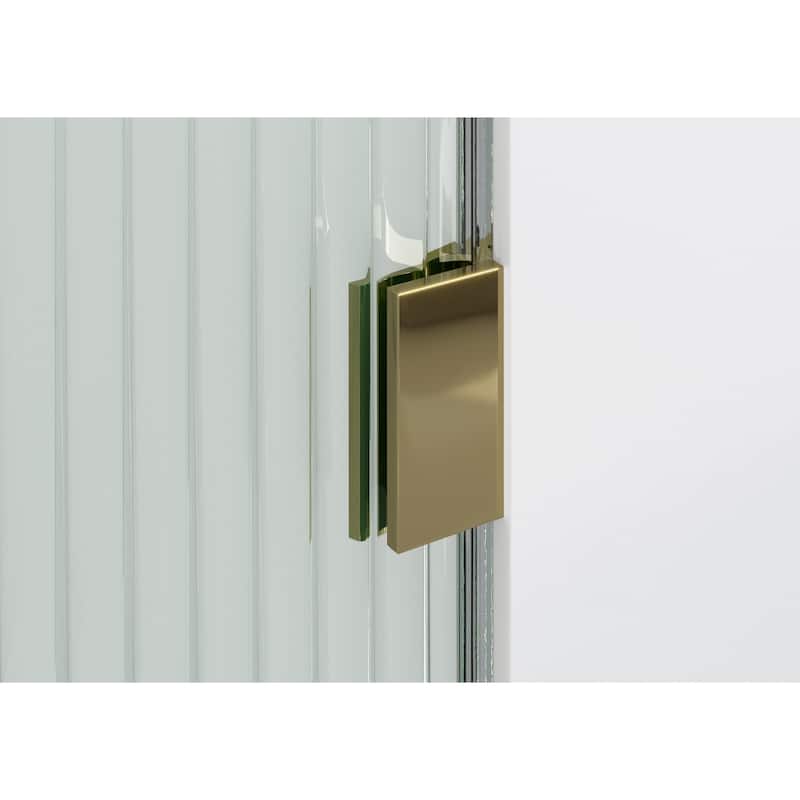 Glass Warehouse 40" x 78" Frameless Shower Door - Single Fixed Panel Fluted Frosted Radius