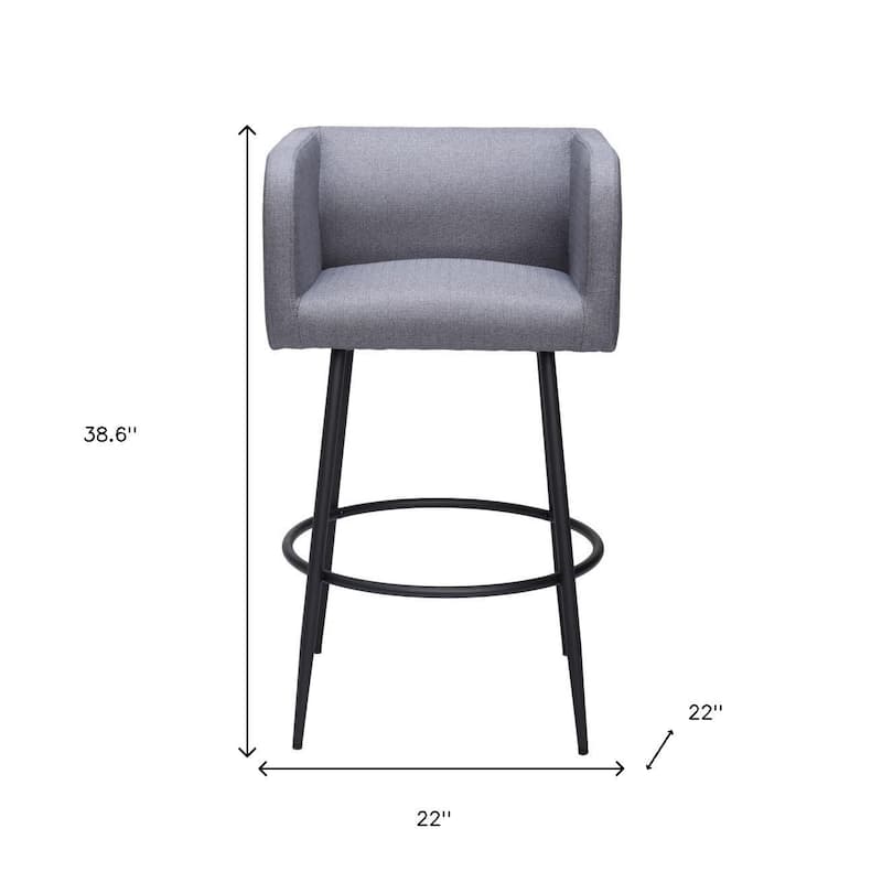 HomeRoots Set of Two 31" Gray and Black Fabric and Steel Bar Height Bar Chairs