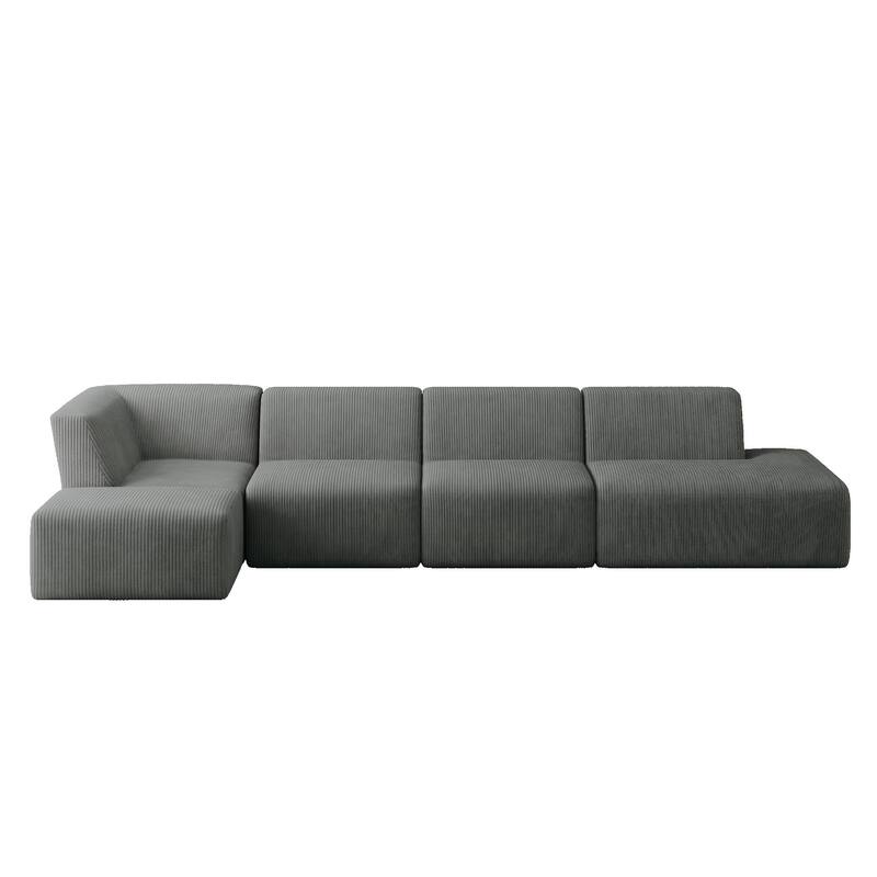 Oversize 5-Piece Modular Sectional Sofa Set with Ottomans