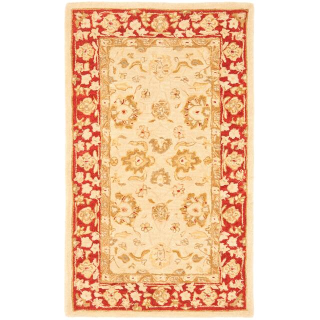 SAFAVIEH Anatolia Angeline Traditional Oriental Hand-spun Wool Rug - 3' x 5' - Ivory/Red