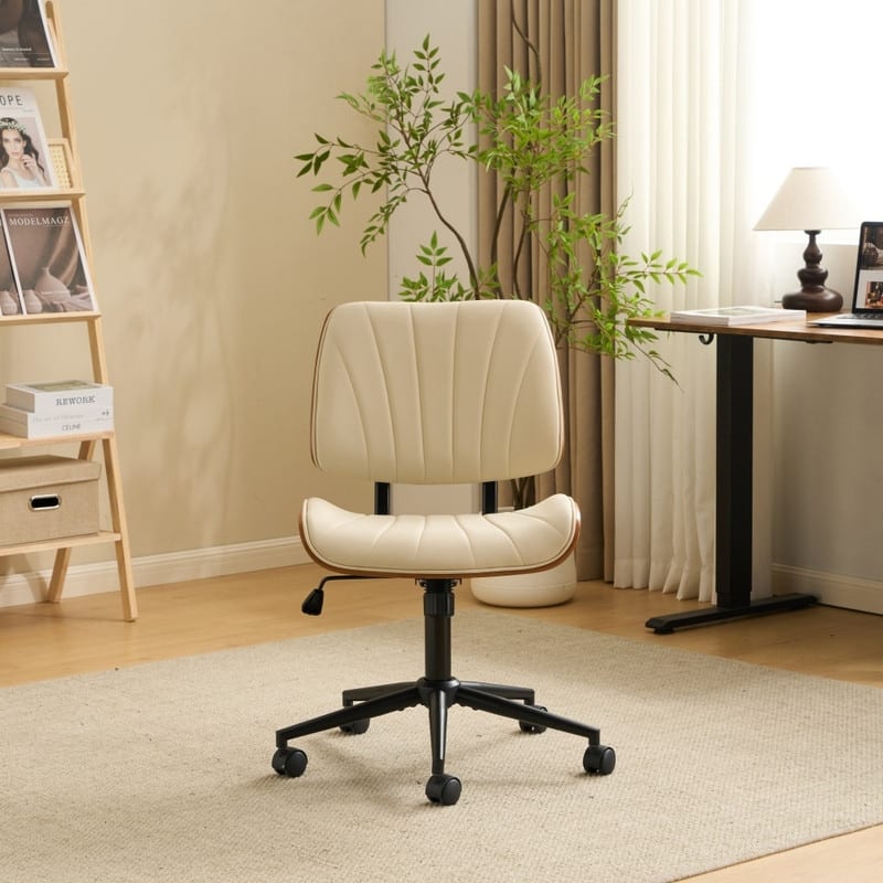 PU Trapezoid Curved Back Swivel Office Chair
