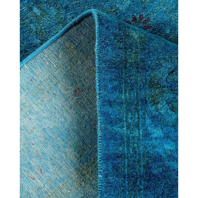 Overton Hand Knotted Wool Vintage Inspired Modern Contemporary Overdyed Blue Area Rug - 3' 2" x 5' 3"
