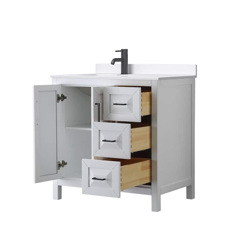 Daria 36-inch Single Vanity, Single Hole Quartz Top