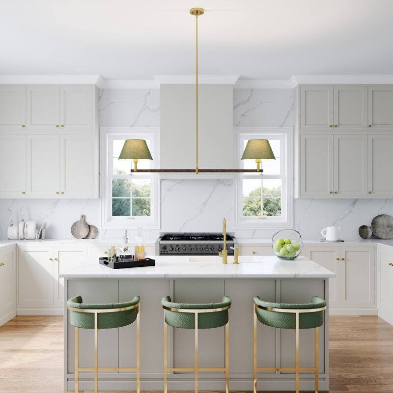 Acroma - 2 Light Gold Dimmable Lamp Shade Chandelier - N/A