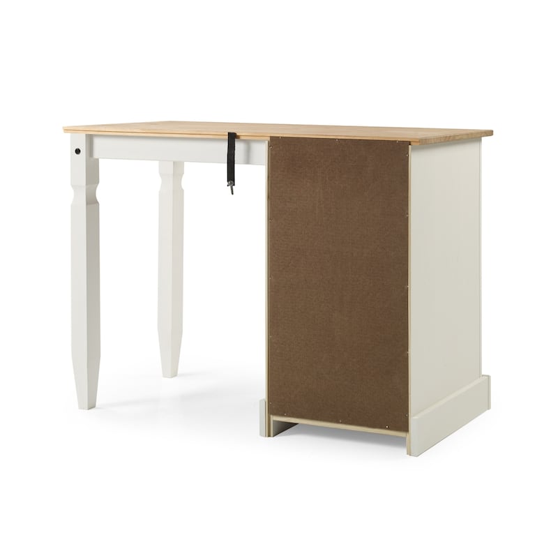 Vanity Desk - Solid Pine Wood Desk with Dovetail Drawers & Honey Brown Top