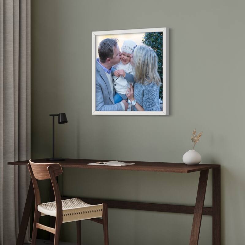 17x17 Contemporary White Wood Picture Square Frame - Picture Frame Includes UV Acrylic, Foam Board Backing, & Hanging Hardware!