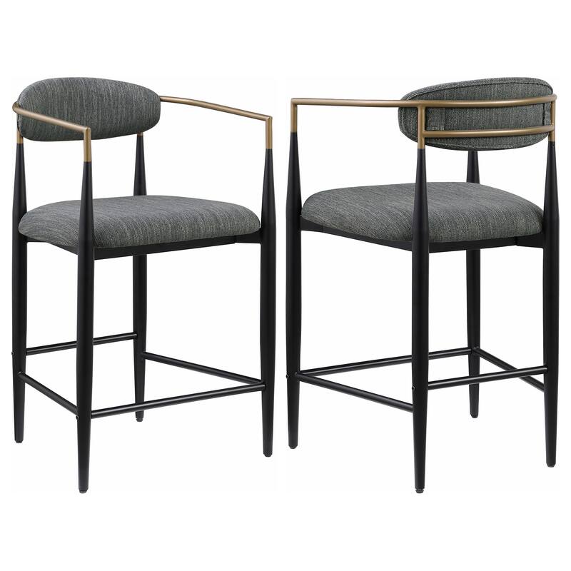 Tina Fabric Upholstered Metal Armrests Chairs (Set of 2) - Dark Grey - Counter Height