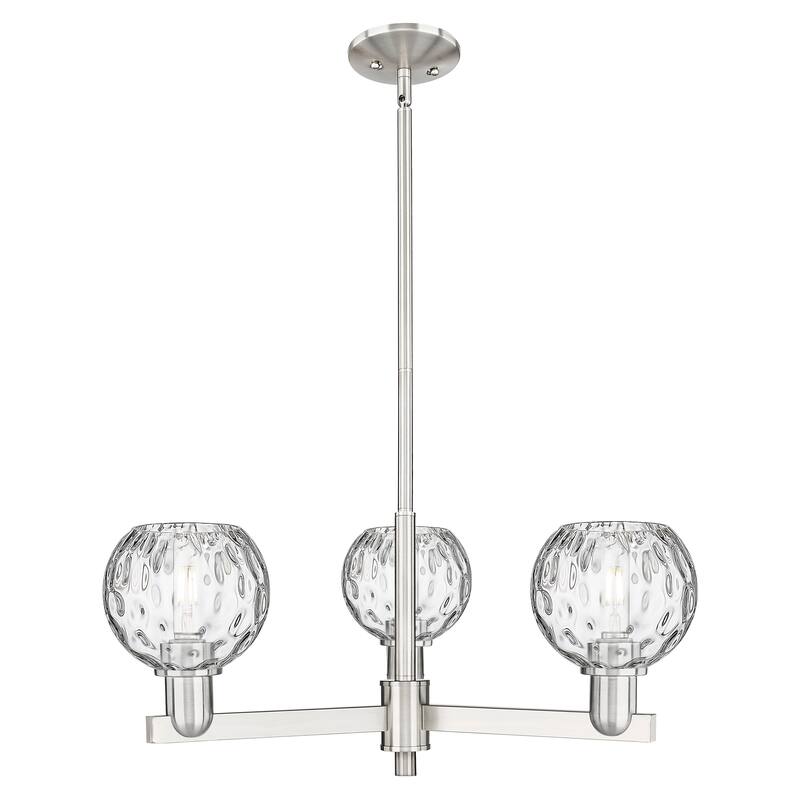 Innovations Lighting Endless Possibilities Arcadia - Athens Water Glass - 3 Light 28" Stem Hung Chandelier - Satin Nickel