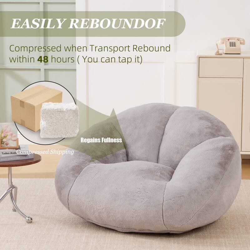 HOMEFUN Fabric Upholstered Oversized Round Comfy Bean Bag Lazy Sofa for Living Room
