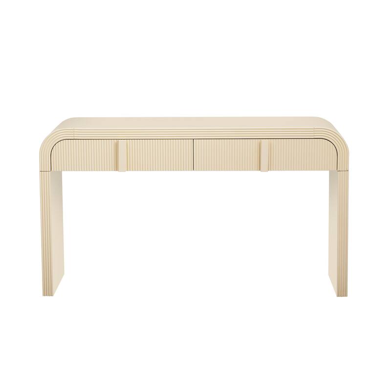 55" Modern Console Table with 2 Drawers and Adjustable Foot Pads for Entryway or Living Room