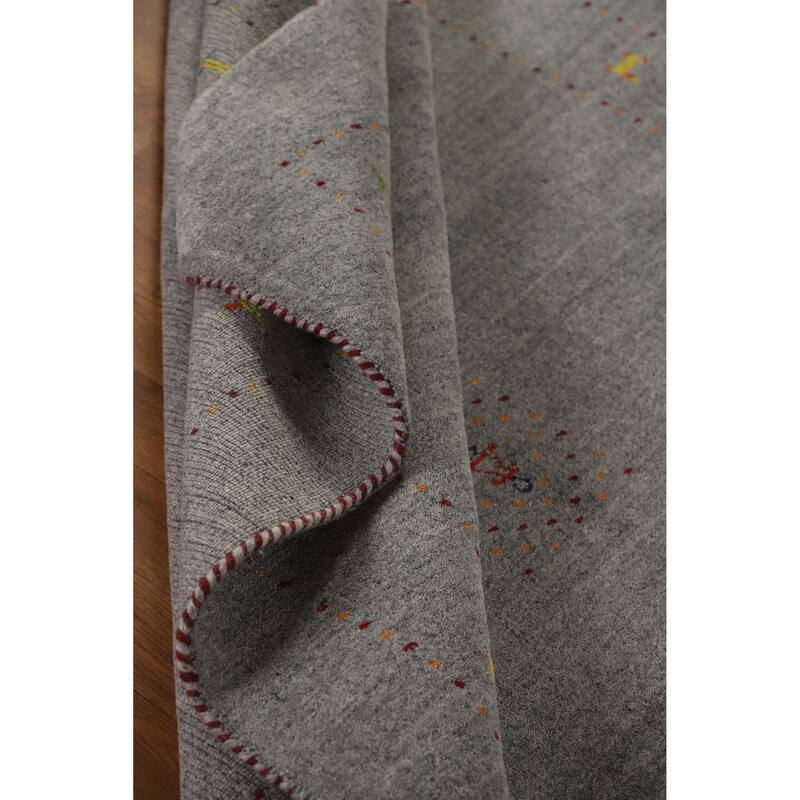Hand Knotted Oriental 100% Wool Carpet Tribal Tribal Greys & Charcoal Gabbeh Area Rug - 7' 10'' X 5' 1''