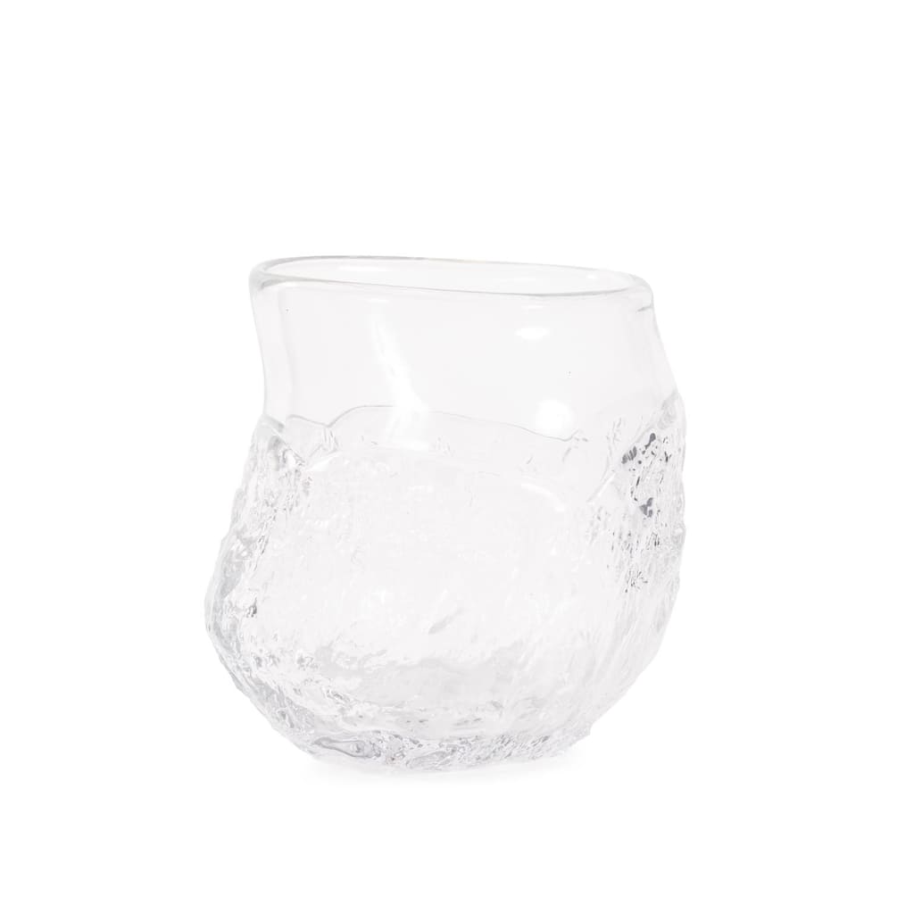 Portage Ice Clear Abstract Glass Vase- Short