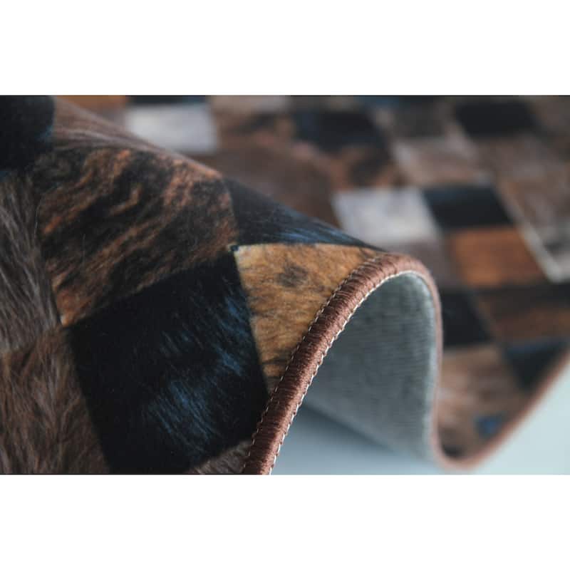 Faux Cowhide Contemporary Area Rug Patchwork Heirloom Frescoes