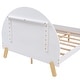 preview thumbnail 3 of 1, Wooden Cute Platform Bed with Curved Headboard - Full Size Bed with Hidden Shelf, White