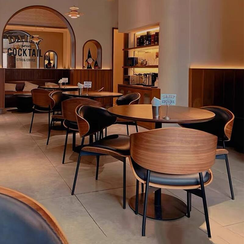 Modern Brown Not Assembled Need Dining Chairs ,curved Back Leather Kitchen Chairs for Dining Room