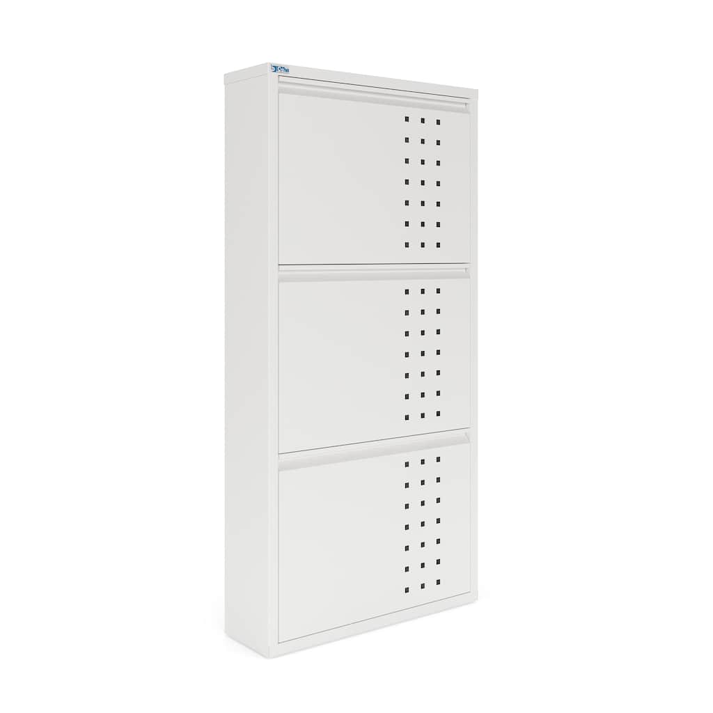 Antibacterial 3 Tier metal shoe cabinet front holes