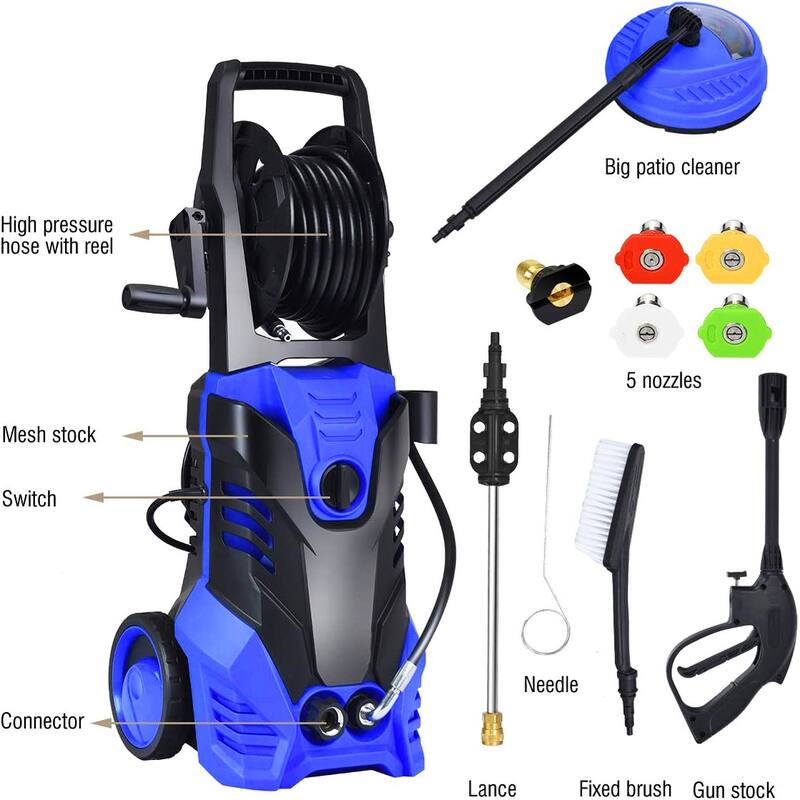 2200W 2.0 GPM Electric Pressure Washer with 5 Nozzles