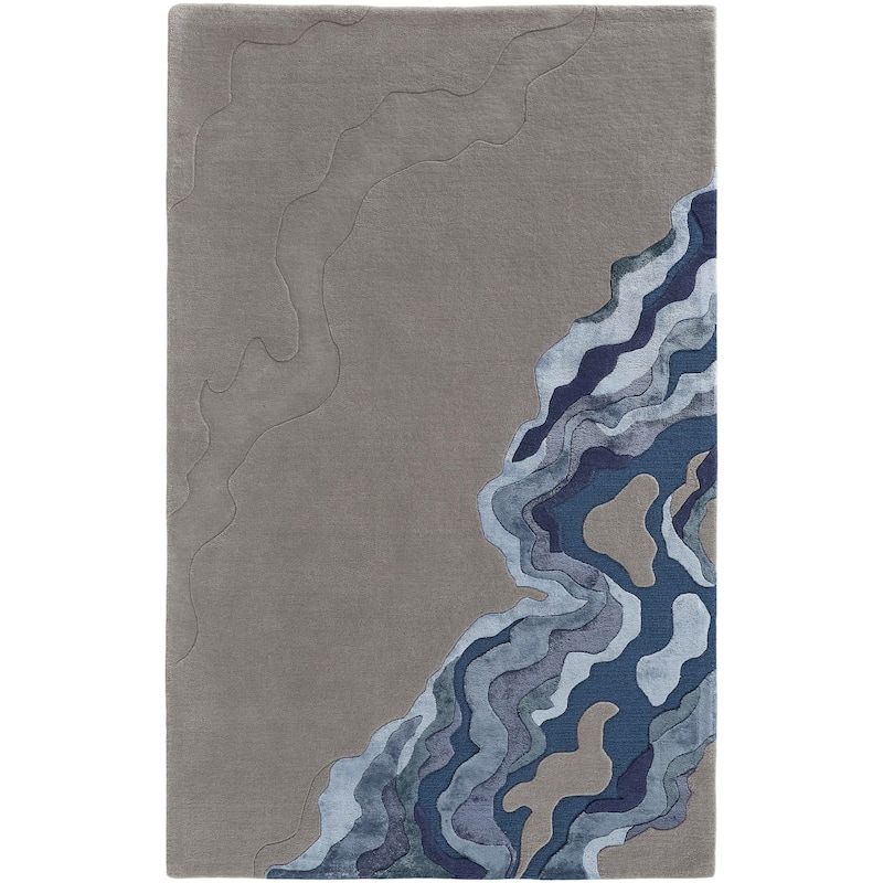 Grand Bazaar Arwyn Hand Tufted Abstract Transitional Area Rug - 5' x 8' - Gray/Taupe/Blue