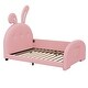 preview thumbnail 4 of 15, Twin Size Upholstered Platform Princess Bed Frame with Rabbit-Shape Headboard and Footboard Pocket for Bedroom