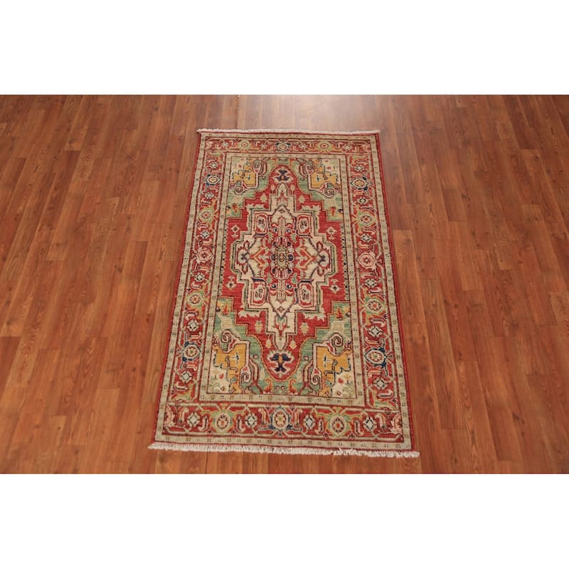Heriz Serapi Vegetable Dye Rug Handmade Foyer Wool Carpet - 2'11"x 5'0"