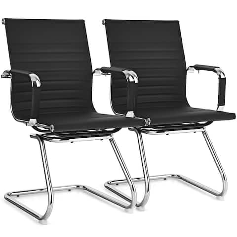 Costway Set of 2 Office Waiting Room Chairs for Reception Conference