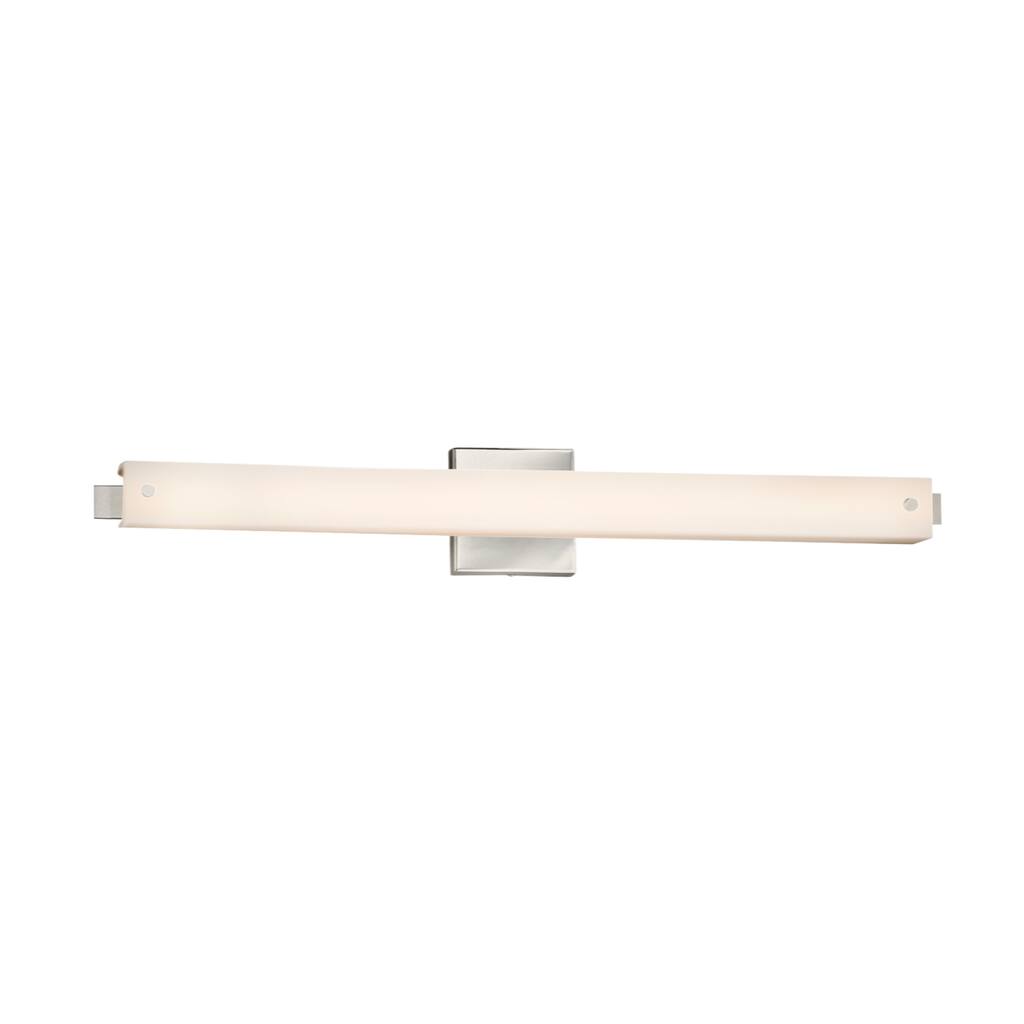 Justice Design Fusion Edge 31-inch Brushed Nickel ADA LED Wall/ Bath Bar, Opal Shade