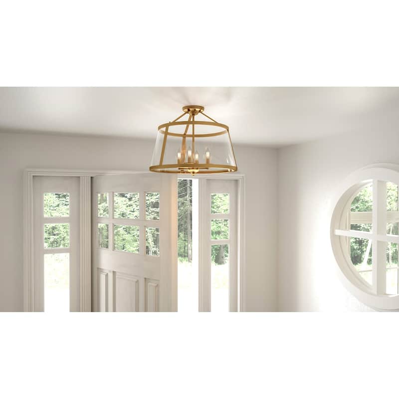 Quoizel Barlow Weathered Brass 4-light Semi-Flush Mount