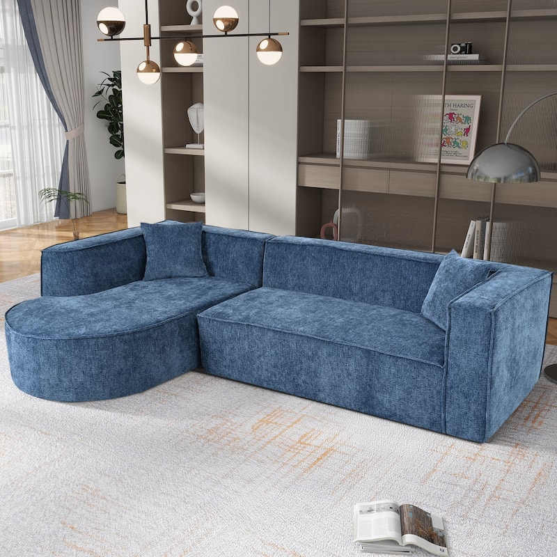 109.2" Chenille L-Shaped Sectional Sofa with Throw Pillows