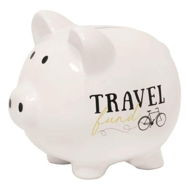 5.75" Ivory and Black Classic Style Quote Printed Piggy Bank - N/A