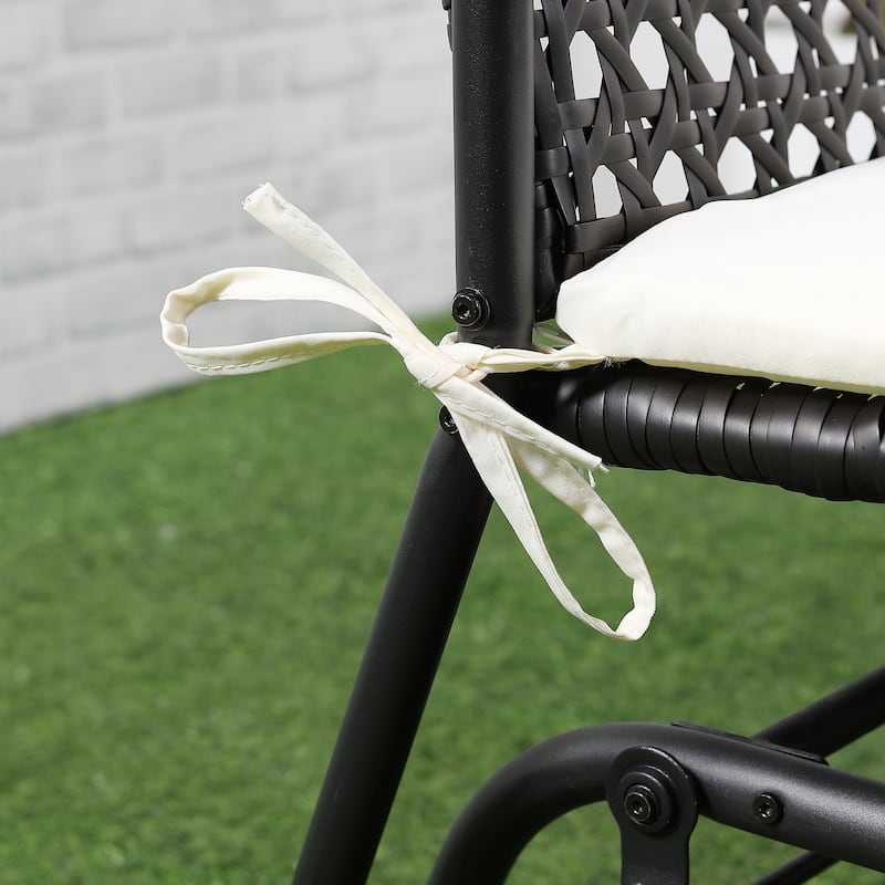 Outsunny Outdoor Rattan Wicker Glider Rocking Chair with Ergonomic Design, 2 Person Loveseat for Patio, Garden, Porch, Lawn
