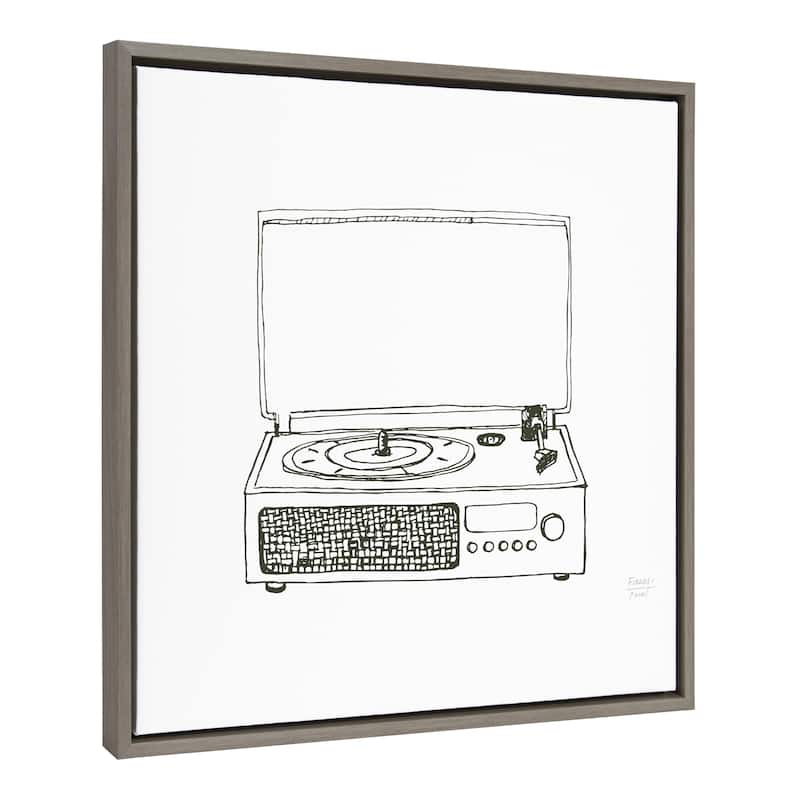 Kate and Laurel Sylvie Record Player Framed Canvas by Statement Goods