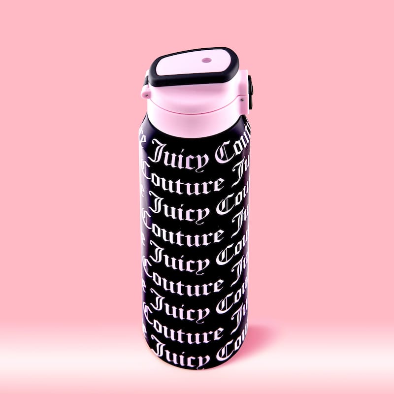 Juicy Couture Glam Getaway Hydration Stainless Steel Tumbler with Flip Top Lid