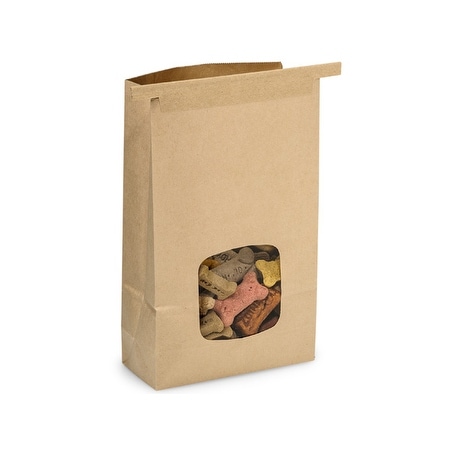 Shop Pack Of 100 Solid 2 Lb Kraft Window Coffee Bags 6 X2 3 4 X9 5 For Food Packaging Overstock 19762416