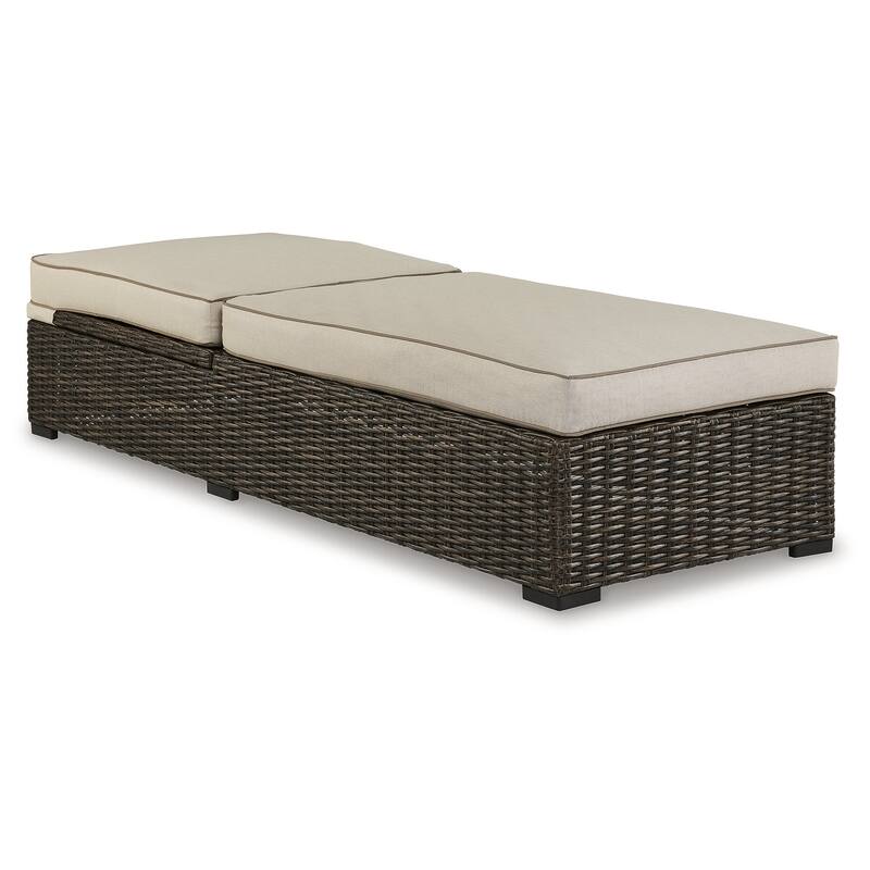 Signature Design by Ashley Coastline Bay Brown Outdoor Chaise Lounge with Cushion - 28.13" W x 76.88" D x 17.25" H