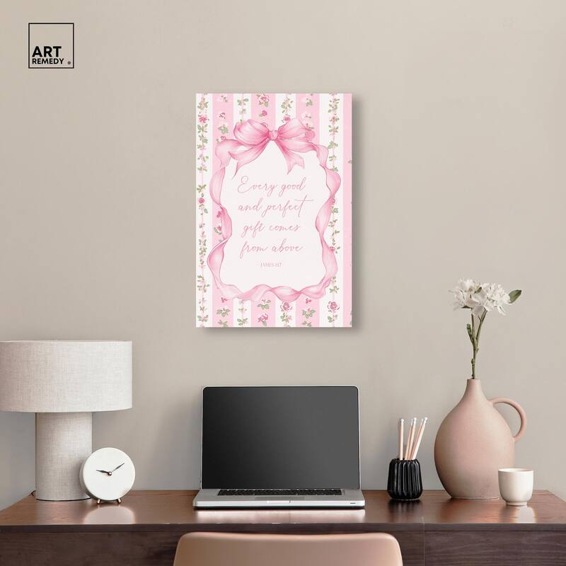 Good and Perfect Gift Bow Canvas by Art Remedy, Gallery Wrapped