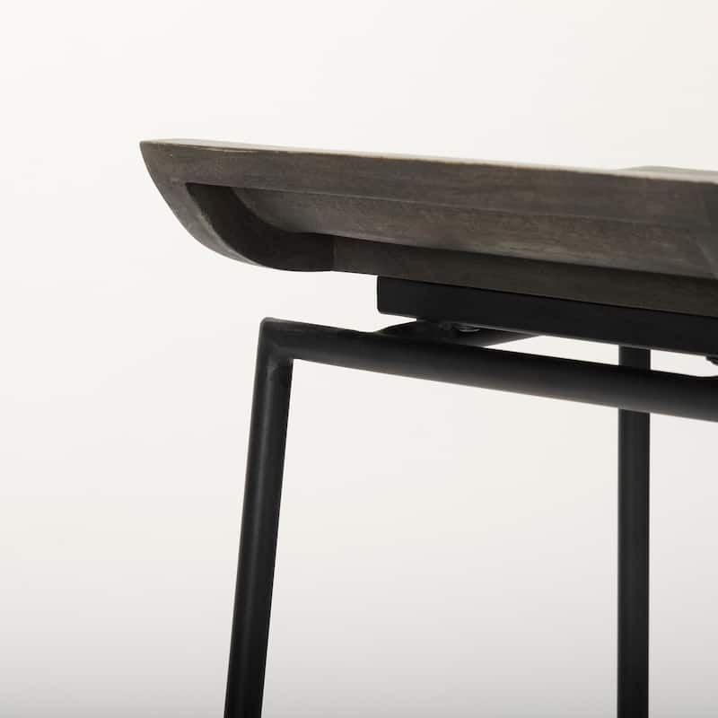 Givens Black Solid Wood Seat with Black Metal Frame Counter Stool - 14"W x 15.8"D x 25.8"H