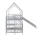preview thumbnail 11 of 10, Twin Size Metal Bunk Bed House Design with Slide, Staircase, and Storage for Kids, Silver Finish