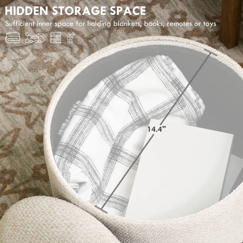Multifunctional Storage Ottoman with Thick Foam Seat and Hidden Compartment for Living Room or Bedroom