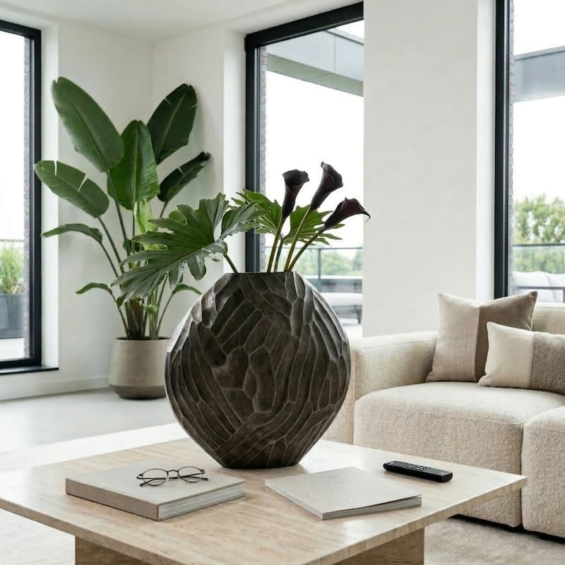 Modern Round Metal Table Vase - Flower Vase