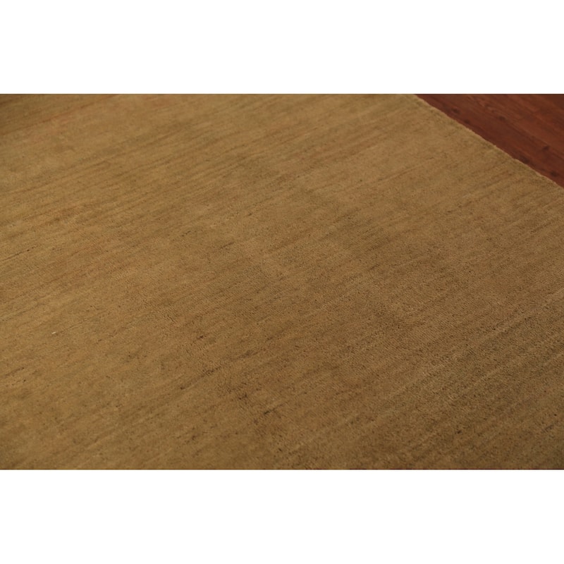 Modern Yellow Gabbeh Oriental Area Rug Handmade Wool Carpet - 5'0" x 6'7"