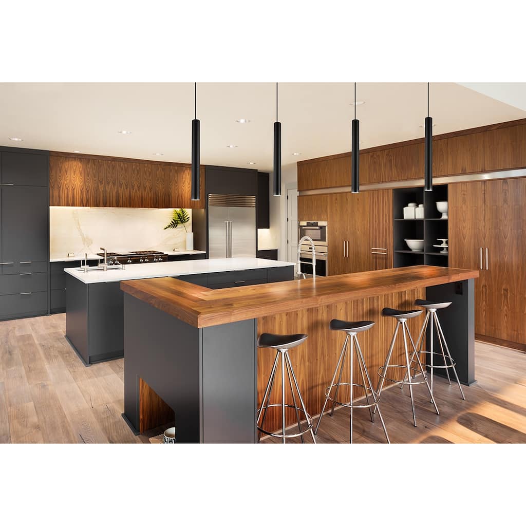 Eglo Tortoreto 23.75-inch Matte Black LED Single Tube Pendant