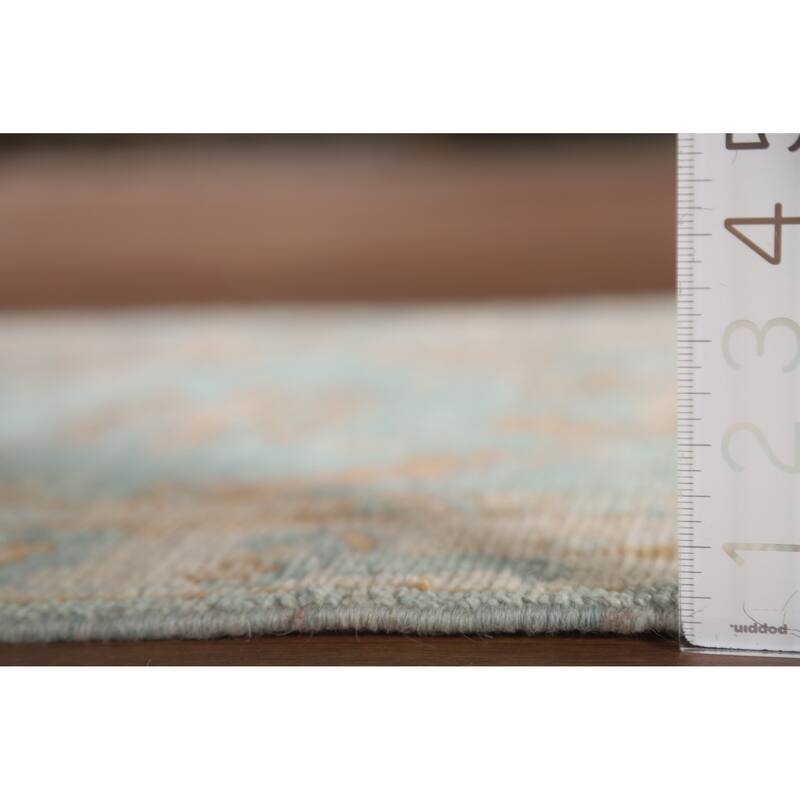 Light Blue Oushak Turkish Accent Rug Hand-Knotted Wool Carpet - 2'2"x 4'0"